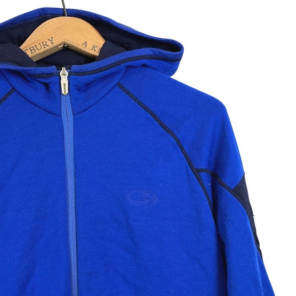 Icebreaker Merino Wool Full Zip Hoodie Mens Size Large Blue Fleece Jacket - Picture 5 of 7